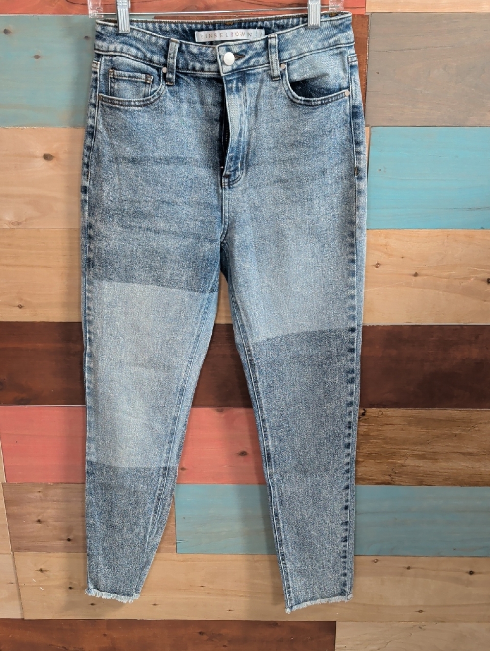 Tinseltown Two-Tone Light & Medium Blue High-Rise Skinny Jeans